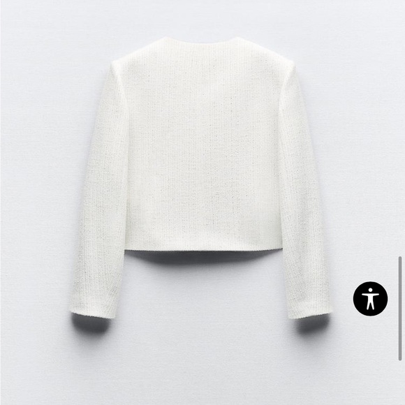 ZARA Structured Metallic Thread Cropped Jacket - Picture 5 of 13